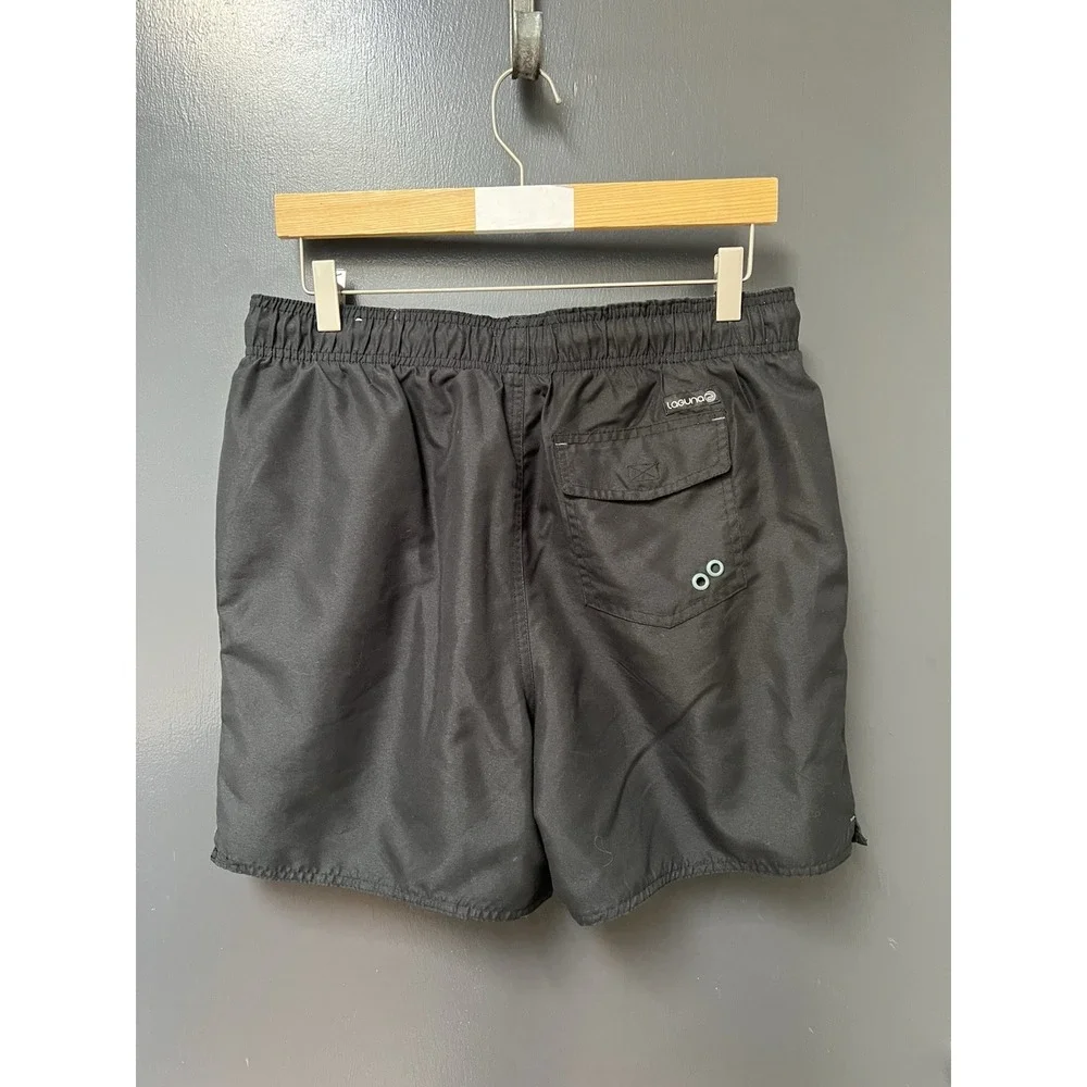 Laguna Mens Volley Swim Shorts Sz M Black Lined 6